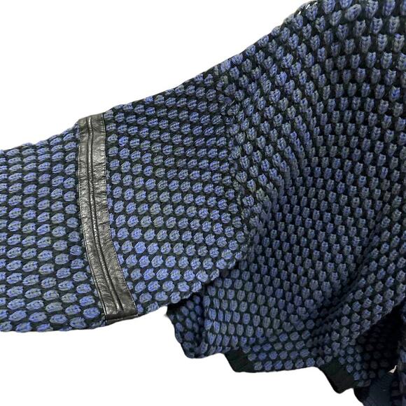 VTG 90s Street Scenes Licence to Drive Chunky Knit Leather Details Blue Purple - Picture 7 of 10